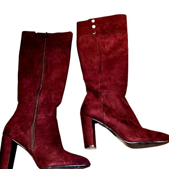 Jones New York 6 Maroon Women's Knee Length Riding Boots Shoes - Picture 2 of 8